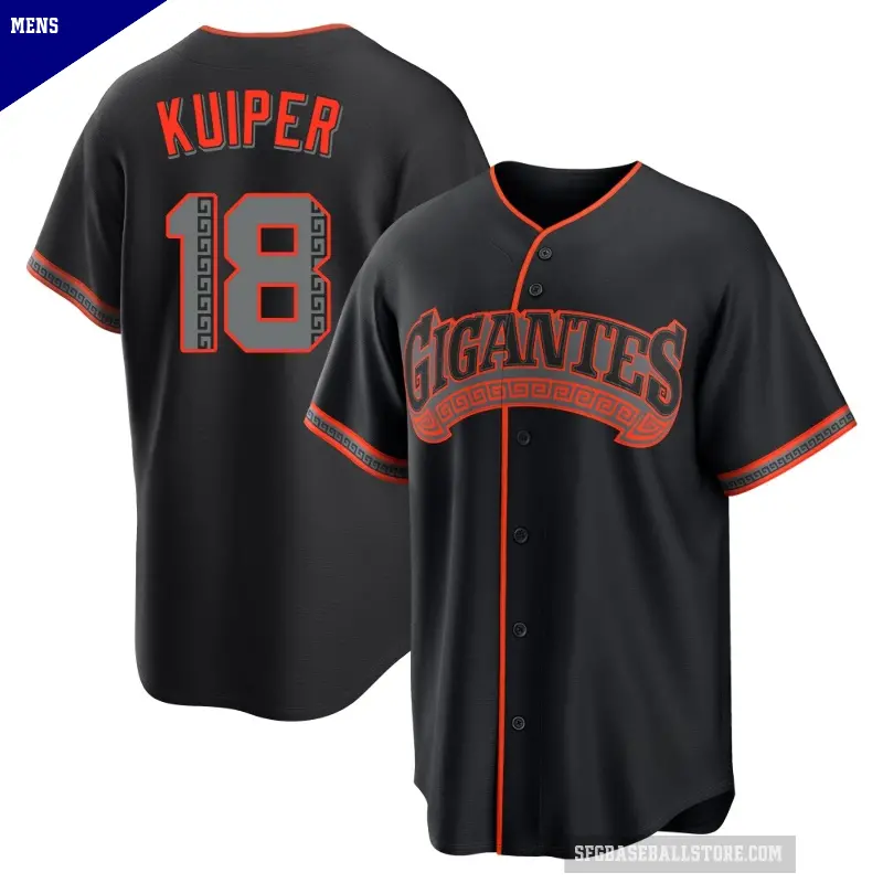 Men's No.18 Duane Kuiper San Francisco Giants Black Replica Alternate Jersey