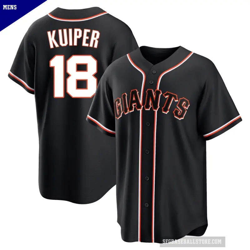 Men's No.18 Duane Kuiper San Francisco Giants Black Replica Fashion Out Jersey