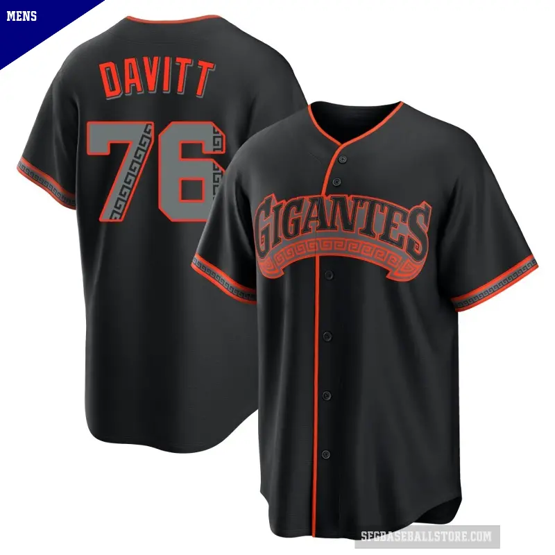 Men's No.76 Duncan Davitt San Francisco Giants Black Replica Alternate Jersey