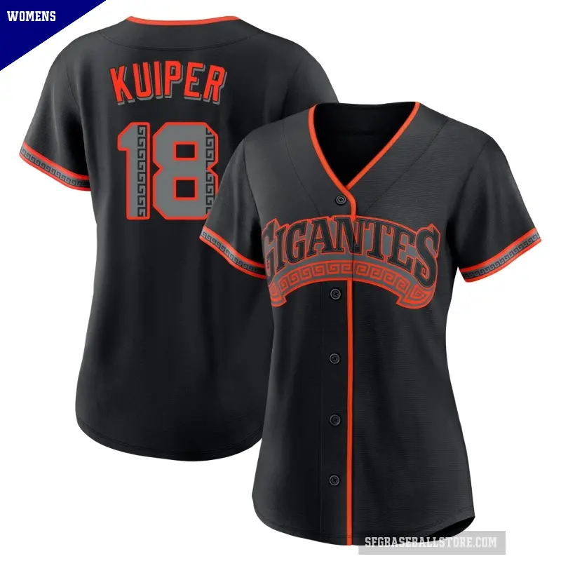 Women's No.18 Duane Kuiper San Francisco Giants Black Replica Alternate Jersey