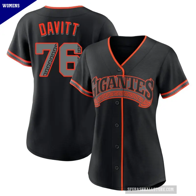 Women's No.76 Duncan Davitt San Francisco Giants Black Replica Alternate Jersey