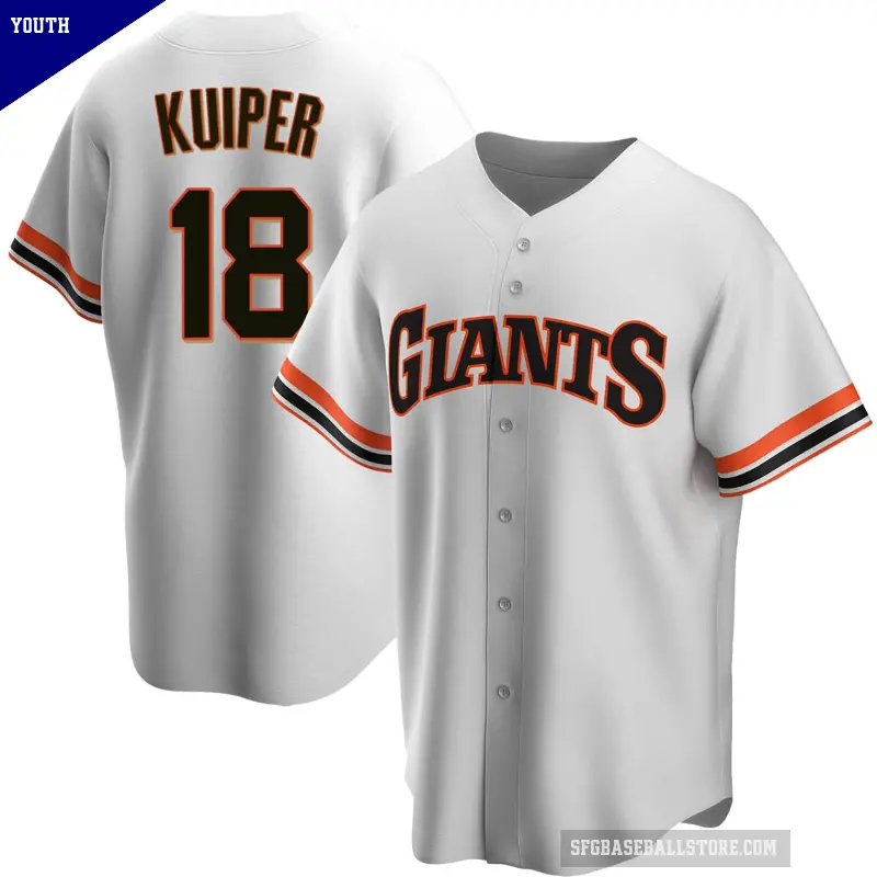 Youth No.18 Duane Kuiper San Francisco Giants White Replica Home Cooperstown Collection Jersey