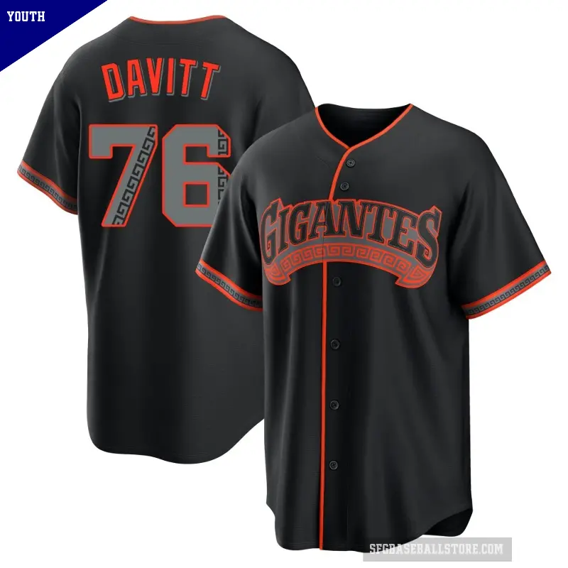 Youth No.76 Duncan Davitt San Francisco Giants Black Replica Alternate Jersey